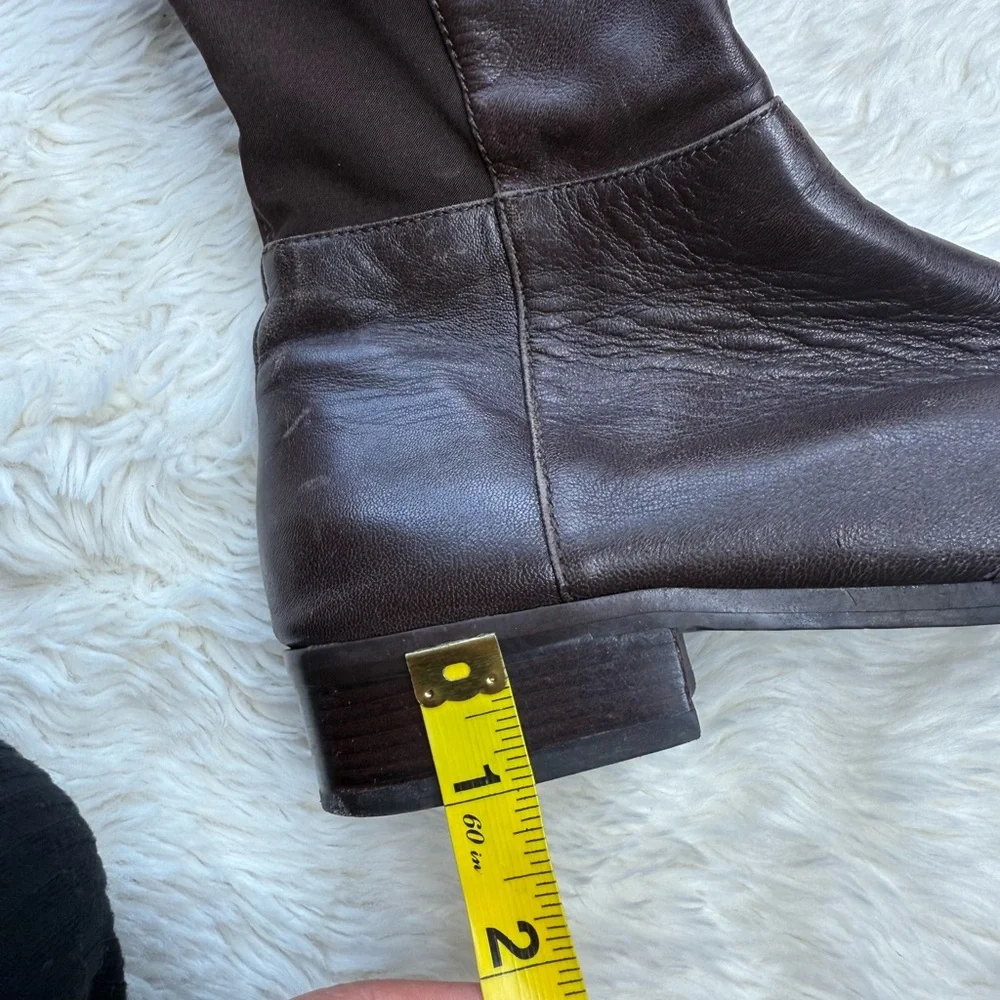 Michael Kors Over The Knee Boots Leather Riding Chocolate Brown Size 7 Capsule